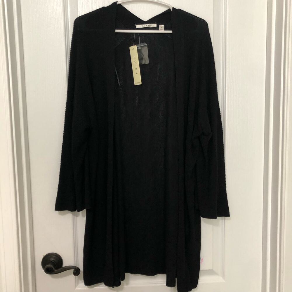 Cyrus Women's Cardigan Sweater Open Front Long Sleeve‎ Black Size Small NWT
